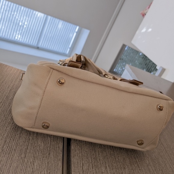 YSL: Metallic Mini Boston Kahala Canvas Leather Tote Shoulder Bag - Picture 15 of 16